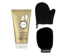 Summer Revived Light to Medium Gradual Tan Lotion for Face and Body 75ml Bundled with Lavarion Exfoliating Glove for Body and Self Tan Mitt for Streak-Free Application