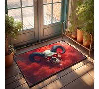 Summer Rug Devilish Skull With Red Eyes And Horns Amidst Fiery Clouds Doormat Home Goods Indoor Front Door Mat(40X60CM)