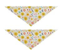 Summer Safari Fresh Doodle Sun Dog Bandanas Adjustable Triangle Bibs Kerchief Set Cute Pet Accessories for Dogs Cats M