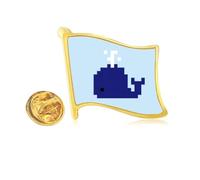summer sail blue whale Golden Metal Flag Lapel Pin Badge