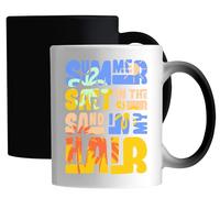 Summer Salt in The Air Sand in My Hair Colorful Summer Time Logo Ceramic Magic Mug White