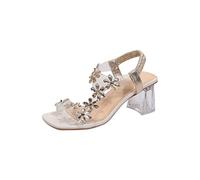 Summer Sandal for Women Mid Low Block Heels Sandal Elastic Ankle Strap Strappy Flowers Shoes Open Toe Chunky Platform Sandals Bridal Sandals t-bar Slingback Sandals Wedding Party Evening Prom