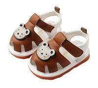 Summer Sandals Baby Infant Cute First Walking Sandals Closed Toe Squeaky Summer Beach Toddlers Soft Sole Footwear Boys and Girls Barefoot Prewalker Anti-Slip Breathable Trainers Brown