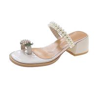 Summer Sandals Fairy Wind Pearl Thick With External Wear A Word Drag Female Summer 2023 French Half Drag Fashion High With Sandals