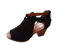 Summer Sandals for Beach - Women's 1940s Kitten Heels Ankle Boots - Memory Foam Size 4