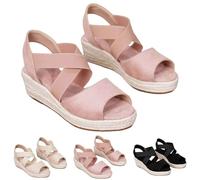 Summer Sandals for with Natural Jute Rope Upper Espadrille Style with Ankle Straps for Beach Daily Wear (c-Red, 2.5)