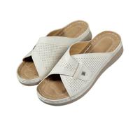 Summer Sandals for Women Casual Open Toe Comfortable Mid Heel Fashion Flip Flops Thick Sole for Daily Wear, White, 10 UK