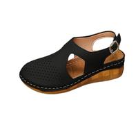 Summer Sandals For Women Low Wedge Sandals Wide Fit Hollow Out Sandal Beach Sandal Breathable Closed Toe Slipper Cushion Walk Shoe Comfortable Walking Shoe Orthopedic Shoes With Arch Support