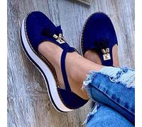 Summer Sandals for Women Tassel Leather Sandal Closed Toe Buckle Shoes Heeled Vintage Beach Espadrilles Sandals Platform Big Toe Foot Correction Sandals Ladies Fashion Flip Flops,Gray,43