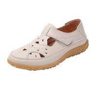 Summer Sandals For Women Women’s Breathable Cutout Flat Sandals For Modern Beach Ready Everyday Wear With Slip On Footbed Design Outdoor Women Classic Fashion Summer (Beige, 4.5)