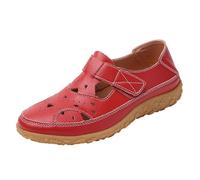 Summer Sandals For Women Women’s Breathable Cutout Flat Sandals For Modern Beach Ready Everyday Wear With Slip On Footbed Design Outdoor Women Classic Fashion Summer (Red, 7)