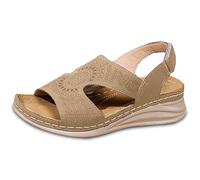 Summer Sandals For Women - Women's Casual Slip On Heeled Sandals For Everyday Wear Beach Walking Comfortable Breathable Strappy Lightweight Open Toe Footwear
