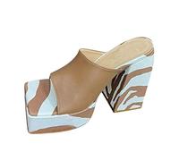 Summer Sandals Women Fashion Spring Summer Women Sandals Thick Soled Chunky Heel Super High Heel Toe Cow Flower Print Sexy Style
