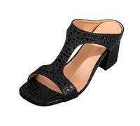 Summer Sandals Women's Comfortable Sandals Women's European Wedding Sandals in Plus Sizes Fashionable Plain Sandals with Thick Heel High Heels Hollow Sandals in Fish Mouth Style for Women Basic