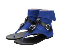 Summer Sandals Women's Elegant Roman Flat Summer Shoes Leisure Open Toe Separator Summer Shoes Fashionable Fish Mouth Beach Shoes Beautiful Flip Flops Shoes, blue, 36 EU 3X-Schmal