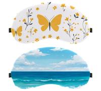 Summer Sandy Beach Blue Sky with Clouds 2-Pack Light-Blocking Soft Breathable Sleep Mask Eye Patch Eye Cover