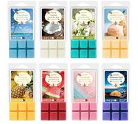 Summer Scented Wax Melts, Soy Wax Melts, Holiday Scent Wax Cubes/Tarts for Burner - Ocean Breeze, Coconut, Mojito, Vanilla Ice Cream, Pineapple, Watermelon, Pink Sands, Night, 8x75g