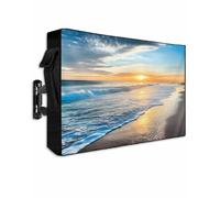Summer Sea Beach Sunset Scenery Outdoor TV Cover for Outside Flat Screen Televisions, Blue Sky Ocean Waves Weatherproof TV Screen Protector with Zipper for 60 to 65 Inch Screens