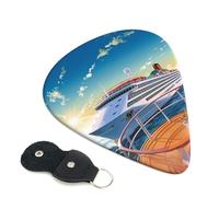 Summer Sea Cruise 6 Pack Guitar Picks With Holder, Personalized Guitar Plectrums Non-Slip Portable Ukulele Bass Picks 0.96mm For Acoustic Guitar Lovers Gifts