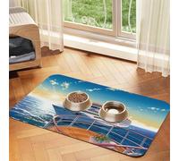 Summer Sea Cruise Dog Food Mat, Absorbent Pet Feeding Mat for Food and Water Bowls Non-Slip Placement Pad for Floors Waterproof Quick Dry Water Dispenser Mat for Dogs Puppy Cats 16x24 Inch