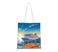 Summer Sea Cruise Tote Bag For Women,Canvas Shoulder Bags With Pockets Shopping Bag Cute Reusable Grocery Bags