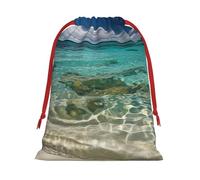 Summer sea Super Soft Velvet Gift Bag with Drawstring Pouch, Full Printed Holiday Storage Bag for Christmas & Daily Storage