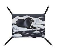 Summer Seals on Ice Printed Pet Hammock for Cage Hanging Pet Hammock Bed with Metal Hooks for Guinea Pigs, Hamsters, Gerbils, Kittens, Cat Cages