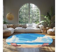 Summer Seascape Washable Nonslip Circle Area Rug 120 cm Tropical Beach Round Rugs for Living Room Entryway Resort Decoration