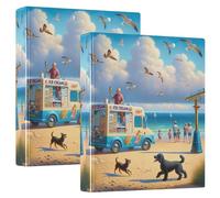 Summer Seaside Beach 3-Ring Binder 1.5" Holds 200 Sheets Cute Binder for Banknotes Game 31.5 x 27 x 6 cm 1 Pack