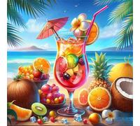 Summer Seaside Fruit Drinks Jigsaw Puzzles for Adults 500 Pieces Hard Difficult Challenging puzzles for adults 500 pcs DIY Decoration Puzzle for Wall Decor Gifts