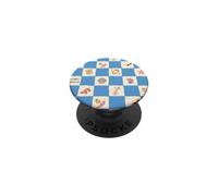 Summer Shells Sardine Fish Coastal Beachy Blue Checkerboard PopSockets Adhesive PopGrip