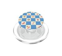 Summer Shells Sardine Fish Coastal Beachy Blue Checkerboard PopSockets PopGrip for MagSafe