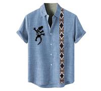 Summer Shirts For Men,2025 Men's Summer Famous Ethnic Style Print Lapel Loose Casual Short Sleeved Shirt
