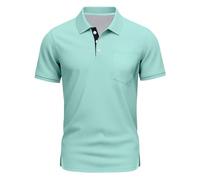 Summer Shirts for Men, Mens Polo Shirts Short Sleeve Solid Lightweight Breathable Golf Adult Tennis Collared T Shirt with Pocket Muscle Fit T Shirt Tops Men Shirt (L, Mint Green)