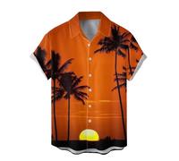 Summer Shirts for Men,Mens Summer Fashion Digital 3D Printed Short Sleeved Lapel Button Down Shirt Top