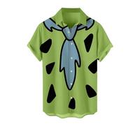 Summer Shirts for Men UK Funny Hawaiian Shirts 3D Printed Holiday Shirt Loose Casual Short Sleeved Shirt Button Down Summer Hawaiian Fancy Dress Regular Fit Party Wear Green