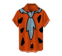 Summer Shirts for Men UK Funny Hawaiian Shirts 3D Printed Holiday Shirt Loose Casual Short Sleeved Shirt Button Down Summer Hawaiian Fancy Dress Regular Fit Party Wear Orange