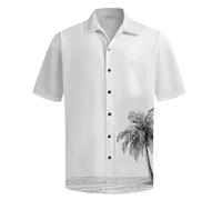 Summer Shirts for Men Uk,Men's Hawaii Shirt Short Sleeves Coconut Printed Button Down Summer Beach Casual Shirts