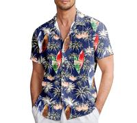 Summer Shirts For Men UK,Summer Casual Short Sleeve Shirt Tropical Beach Floral Print Button Down Resort Relaxed Fit