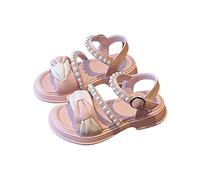 Summer Shoes for Girls Size 2 Pearl Sandals Ballerina With Satin Ankle Tie For Wedding Birthday Baby Girl Shoes (Red, 2.5 Big Kids)