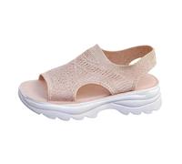 Summer Shoes for Women, Large Sizes, Thick Sole, Soft Step, Romantic Fish Mouth, Comfortable Beach Slip-On Comfort Sandals for Outdoor, Holiday, Leisure & Everyday Use, 02 Pink, 8 UK