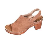 Summer Shoes for Women Platform Fish Mouth Genuine Leather Look Lightweight Sole Leisure Slip Sandals Comfortable Summer Shoes Elegant Casual Shoes Ideal for Holidays Beach and Everyday Use, brown, 8