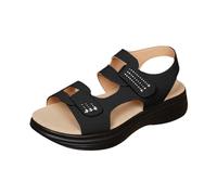 Summer Shoes Sandals Women's Summer Comfortable Platform Sandals Women's Wedge Heel Straw Sandals Open Toe Breathable Beach Shoes Lightweight Espadrilles Large Sizes Wedge Sandals Casual, black, 4 UK