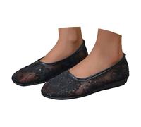 Summer Shoes Women's Mesh Flat Shoes with Embroidery Elegant Dance Shoes for Women Breathable Casual Shoes Comfortable and Lightweight Summer Shoes for Everyday and Sports Women's Shoes, black, 8 UK