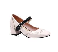 Summer Shoes Women's Mid Heel Square Toe Mary Jane Shoes Beige