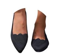 Summer Shoes Women's Slip-On Flat Shoes for Women Made of Breathable Knitted Material Comfortable Ballet Flats with Wide Entry Flat Summer Shoes for Office and Leisure Elegant Casual Shoes, black, 8