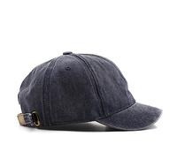 Summer Short Brim Vintage Baseball Cap Adjustable Unstructured Washed Distressed Cotton Blank Dad Hat for Men & Women, Navy, One Size
