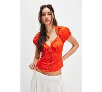 Summer Short Sleeve Blouse at Free People in Tangerine Tango, Size: Large - female