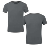 Summer Short Sleeve Round Neck Solid Color Down Trousers White, A-grey, L