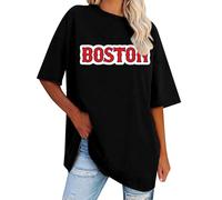 Summer Short Sleeves Basics Clothing for Women UK Women Pinting Short Sleeve Oversized T Shirts Loose Casual Crewneck Tunic Soft Blouse Tops Vintage Crop Top (Black, XL)